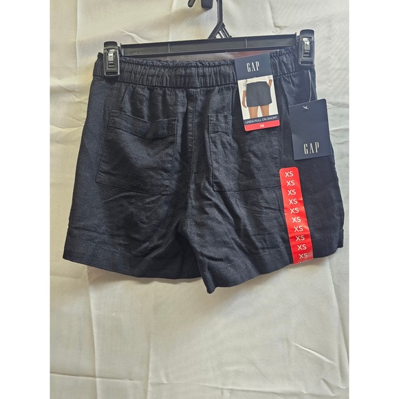 Gap Womens Linen Pull-On Shorts Black XS GP007935 Drawstring Elastic Waist NWT - Picture 2 of 6